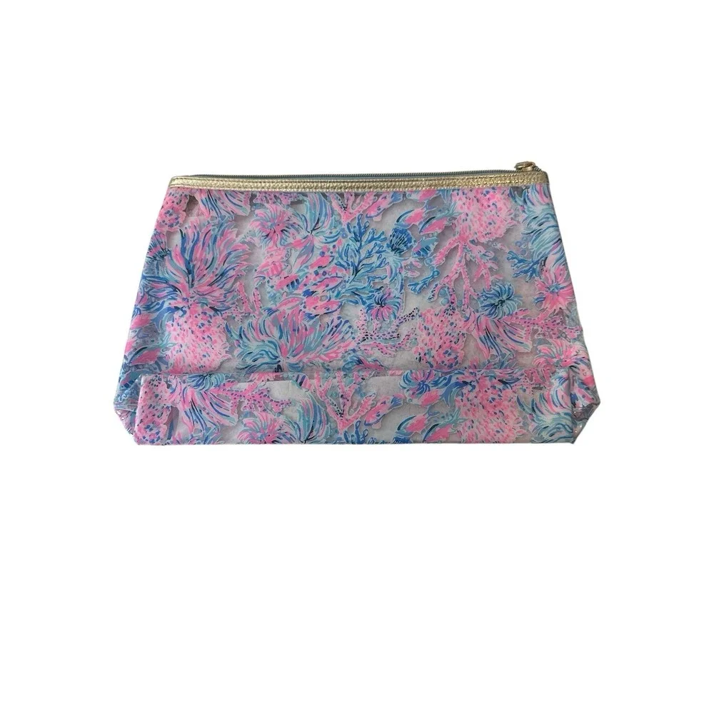 Lilly Pulitzer Makeup Case Travel‎ Toiletries Bag Clear Plastic Floral NWOT